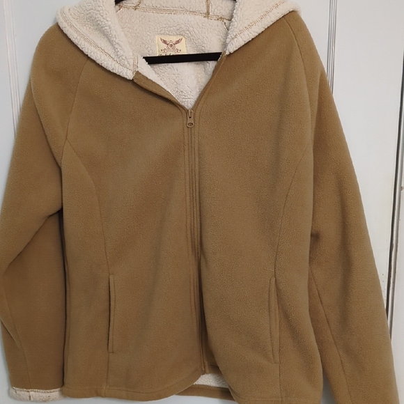 Faded Glory Sz L Brown Sherpa Lined Jacket with Hoodie NWOT - Picture 1 of 7